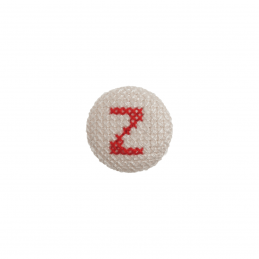 1 x Alphabet Cross Stitch Red on White 40 Lignes 25mm Craft Buttons