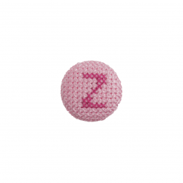 1 x Alphabet Cross Stitch Fuchsia On Pink 40 Lignes 25mm Craft Buttons