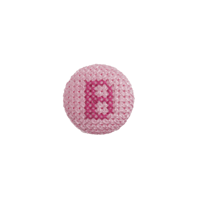 1 x Alphabet Cross Stitch Fuchsia On Pink 40 Lignes 25mm Craft Buttons