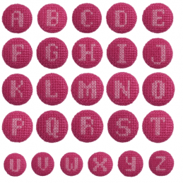 1 x Alphabet Cross Stitch Pink On Fuchsia 40 Lignes 25mm Craft Buttons
