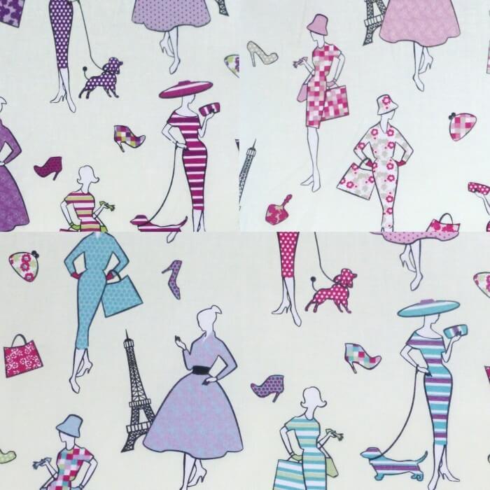 Lilac 100% Cotton Fabric Lifestyle Glamour Fashion Paris Handbags