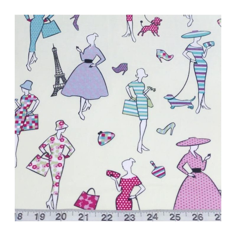 100% Cotton Fabric Lifestyle Glamour Fashion Paris Handbags