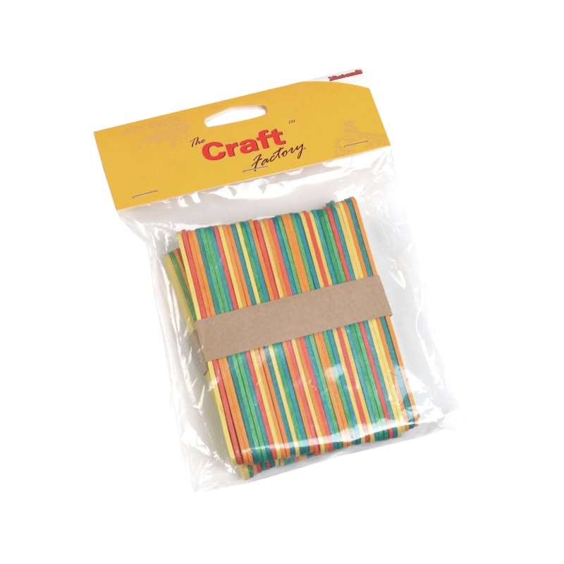 Trimits Craft Factory Wooden Bright Coloured Lollipop Ice Lolly Sticks