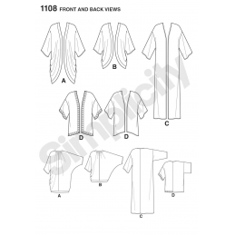 Misses' Kimonos in Different Styles Cardigan Simplicity Sewing Pattern 1108