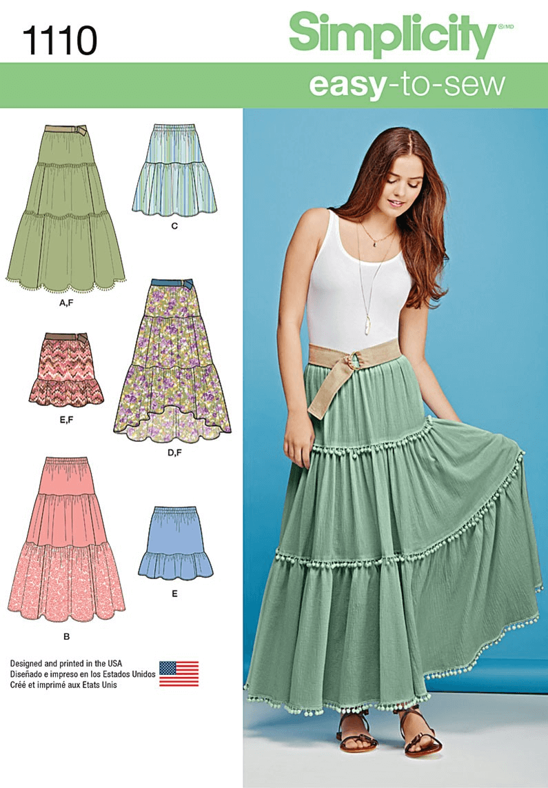 Misses Tiered Skirt with Length Variations Simplicity Sewing Pattern 1110