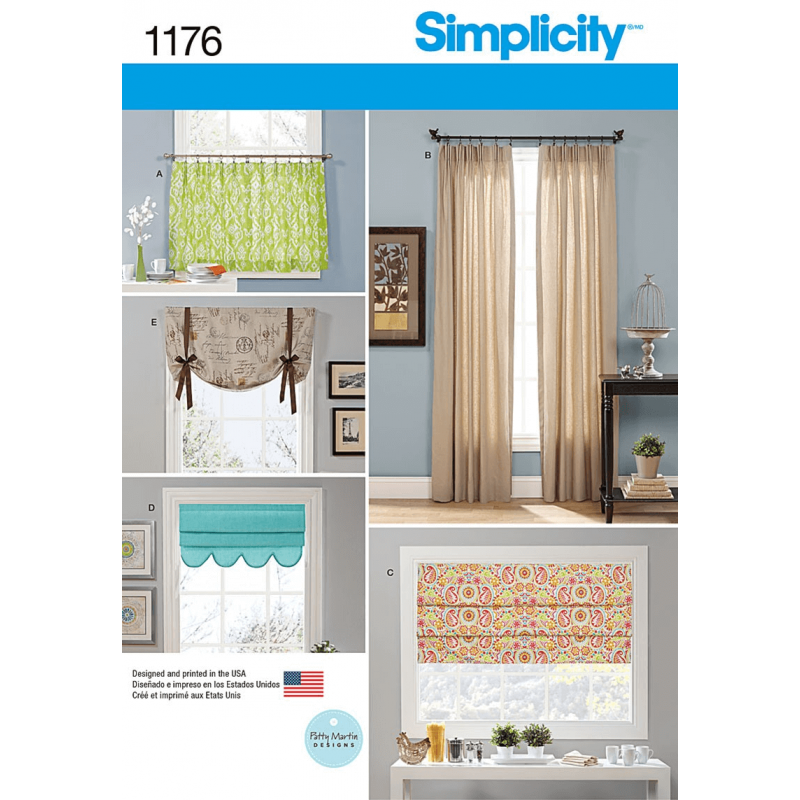 Window Treatments Curtains Roman Blinds Simplicity Sewing Pattern 1176