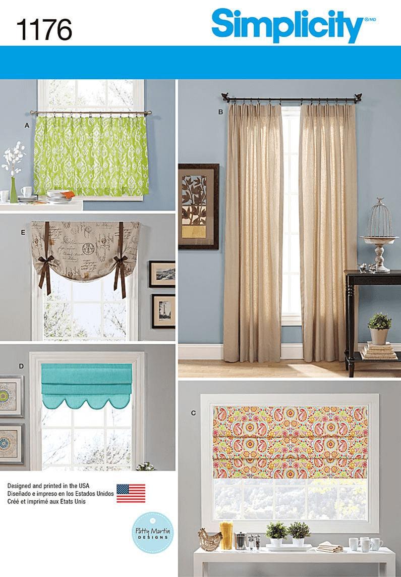 Window Treatments Curtains Roman Blinds Simplicity Sewing Pattern 1176
