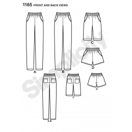Misses' Pull-on Trousers, Long or Short Shorts Simplicity Sewing Pattern 1165