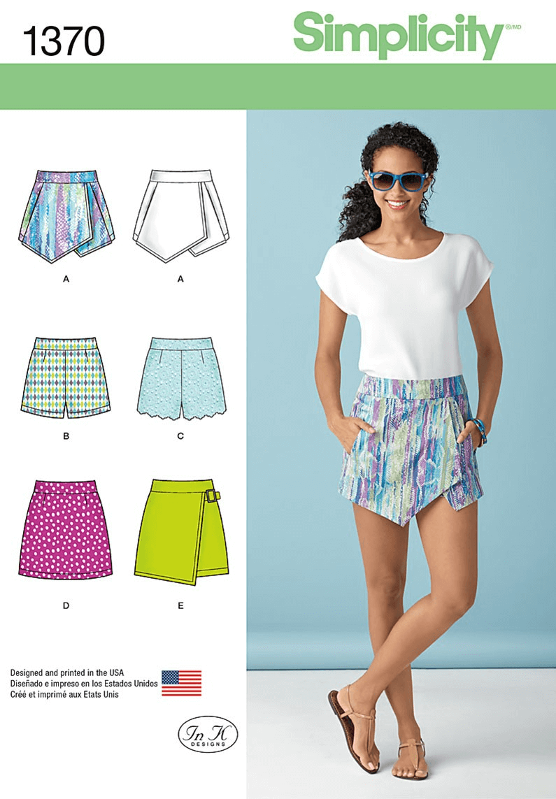 Misses' Short Shorts, Skort and Mini Skirt Simplicity Sewing Pattern 1370