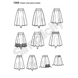 Misses Flare Skirts in Three Lengths & Variations Simplicity Sewing Pattern 1369