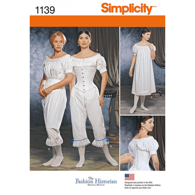 Misses Civil War Undergarments Vintage Historical Simplicity Sewing Pattern 1139
