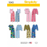 Child's, Girls' and Boys' Separates Pyjamas Simplicity Sewing Pattern 1043