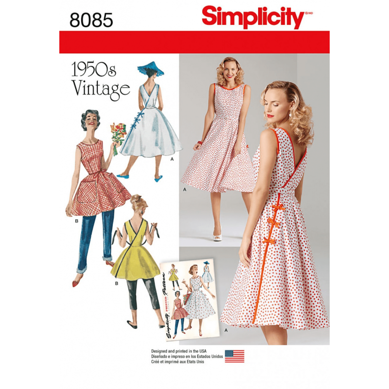 Misses' Vintage 1950's Wrap Dress in Two Lengths Simplicity Sewing Pattern 8085
