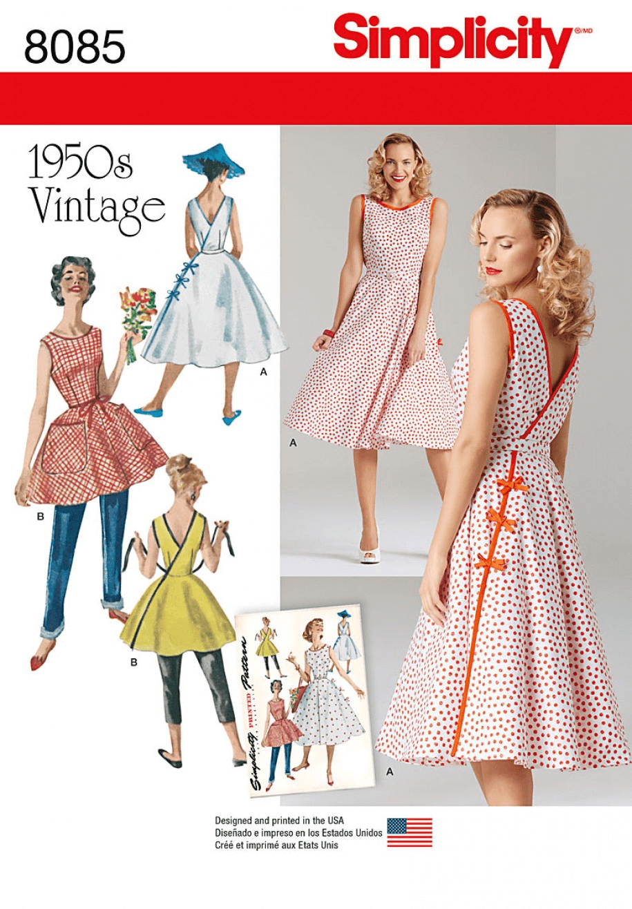 Misses' Vintage 1950's Wrap Dress in Two Lengths Simplicity Sewing Pattern 8085