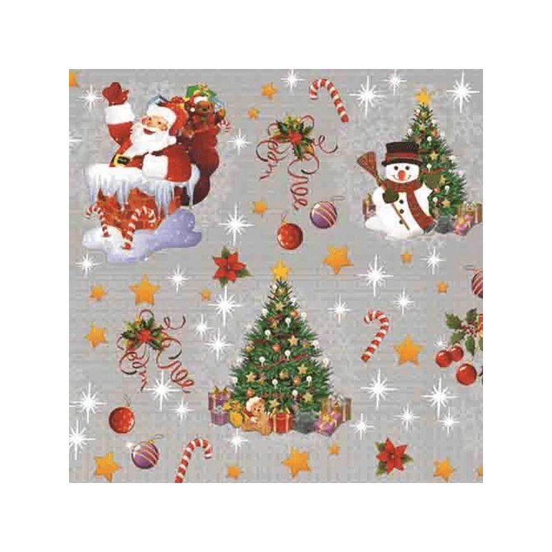 Vinyl PVC Tablecloth Christmas Santa Festive Stars Fabric 140cm Wide
