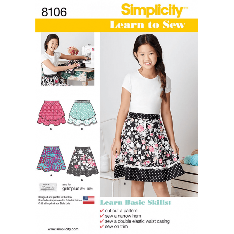 Learn To Sew Flare Skirts Girls and Girls Plus Simplicity Sewing Pattern 8106