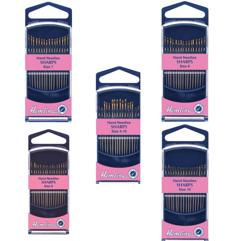 Hemline Premium Sharps Gold Eye Hand Sewing Needles In Various Sizes