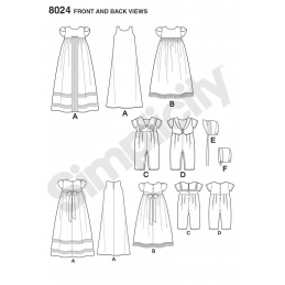 Babies' Christening Sets with Bonnets Simplicity Sewing Pattern 8024