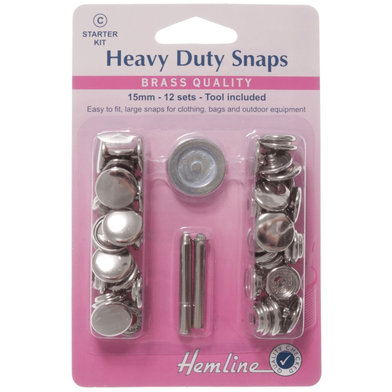 Hemline 15mm Heavy Duty Snaps Poppers Press Studs Starter Kit Or Refills Packs