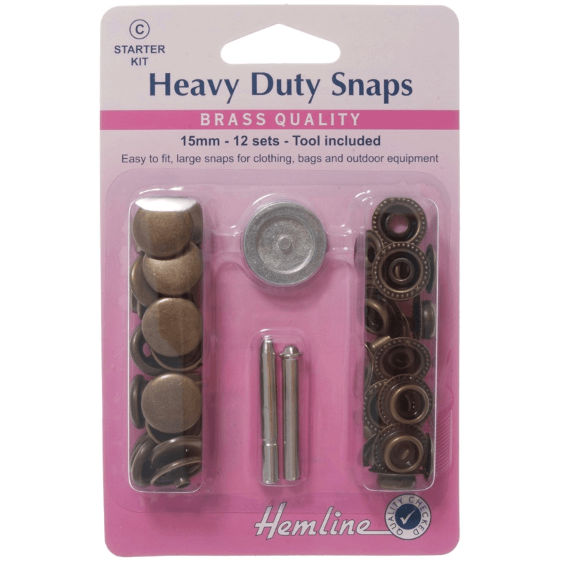 Hemline 15mm Heavy Duty Snaps Poppers Press Studs Starter Kit Or Refills Packs
