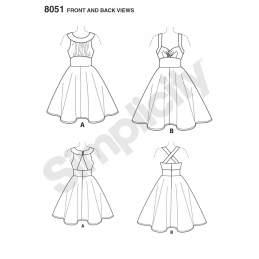 Misses and Plus Size Rockabilly 50s Style Dresses Simplicity Sewing Pattern 8051