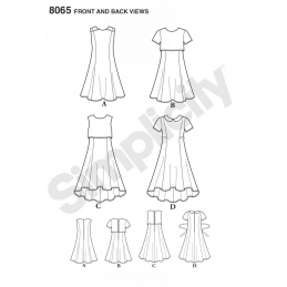 Girls' and Girls' Plus Flare or Popover Dress Simplicity Sewing Pattern 8065