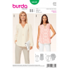 Burda Misses Blouse Shirt Sleeveless or Long Sleeved Burda Sewing Pattern 6632