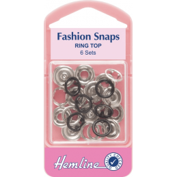 Hemline 6 Sets x 11mm Fashion Snaps Ring Tops