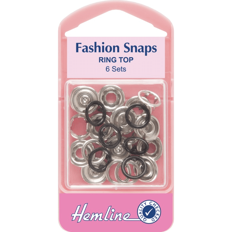 Hemline 6 Sets x 11mm Fashion Snaps Ring Tops