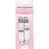 Hemline Metal Clip On Suspenders In White 1 Pair Adjustable Belt Straps