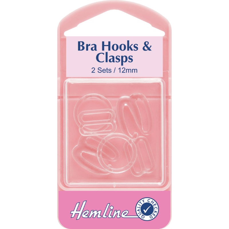  Hemline Set Of 2 Bra Hooks And Clasps Clear 12mm