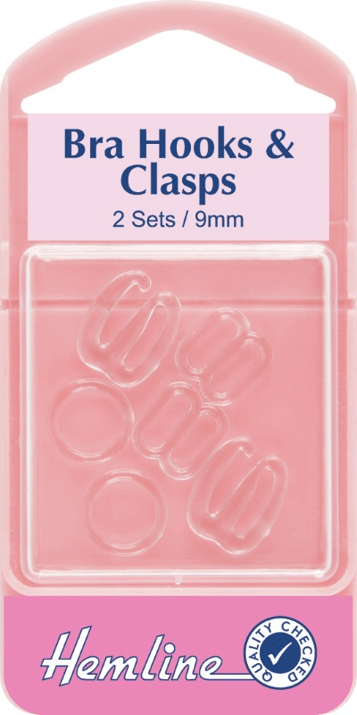  Hemline Set Of 2 Bra Hooks And Clasps Clear 9mm