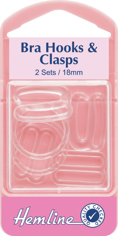  Hemline Set Of 2 Bra Hooks And Clasps Clear 18mm