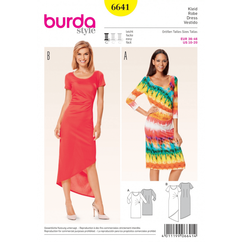 Misses Jersey Pleat Dress Burda Sewing Pattern 6641