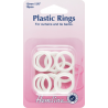 Hemline Plastic Curtain Rings White Tiebacks 15,19,25 & 32mm