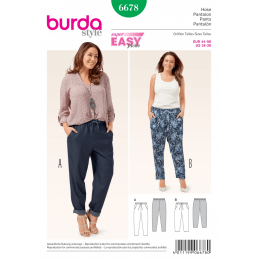 Misses Plus Casual Pull On Drawstring Trousers Burda Sewing Pattern 6678