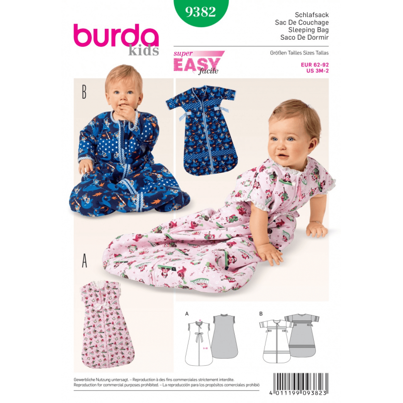 Kids Babies Sleeping Bag Sleepsuit Burda Sewing Pattern 9382