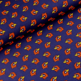 Falcon Heads Angry Birds Cotton Spandex Jersey Fabric (Megan Blue)