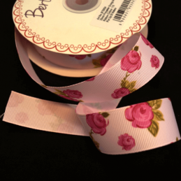 Bertie's Bows 25mm Bright Budding Roses Print Grosgrain Craft Ribbon