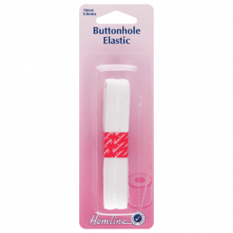 Hemline Buttonhole Elastic White - 0.9m x 15mm Waistband