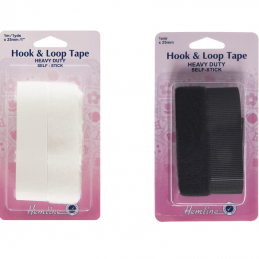Hemline White Heavy Duty Hook & Loop Velcro Tape Self Stick  25mm x 1 Inch 
