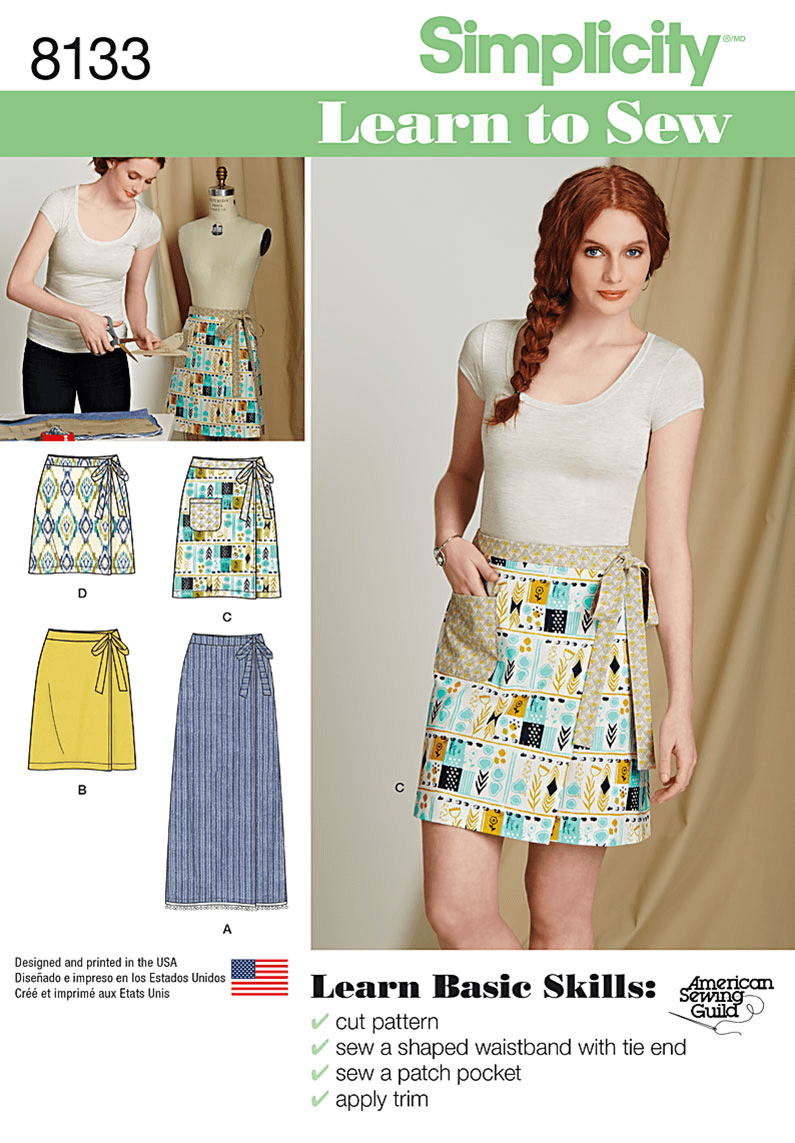 Misses Learn To Sew Wrap Skirt Simplicity Sewing Pattern 8133