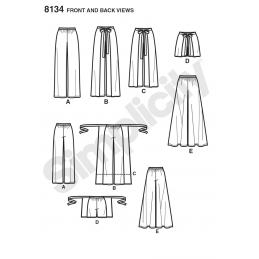 Misses Wide Leg Trousers, Shorts or Culottes Simplicity Sewing Pattern 8134