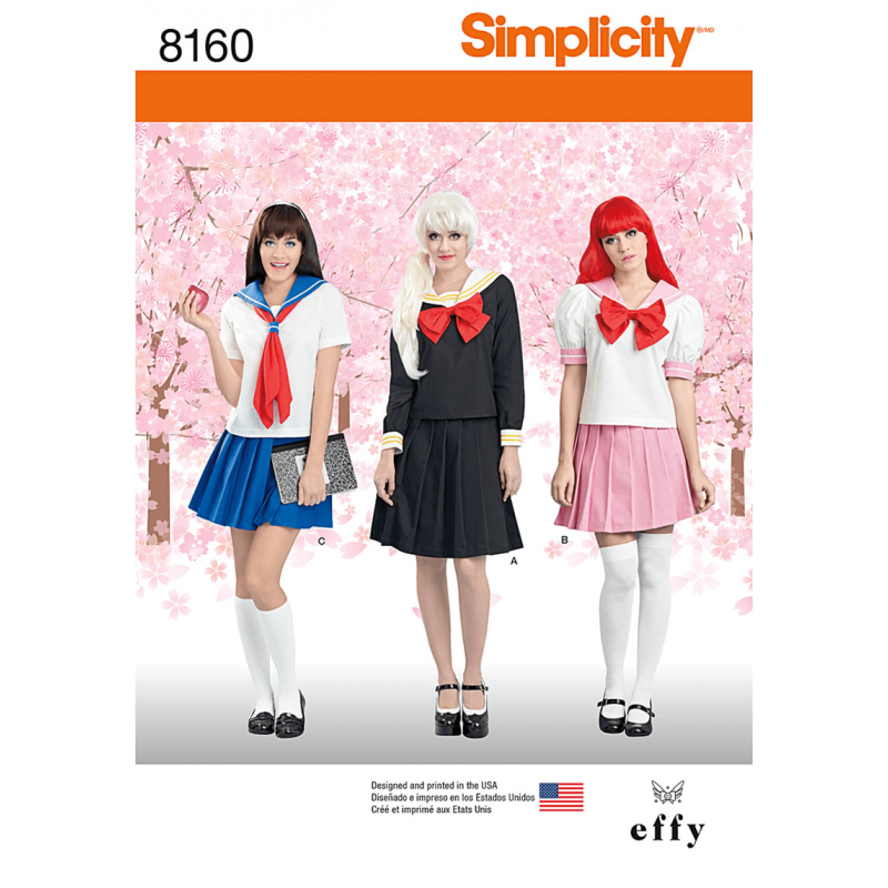 Misses Cosplay Costumes Sailor School Girl Simplicity Sewing Pattern 8160