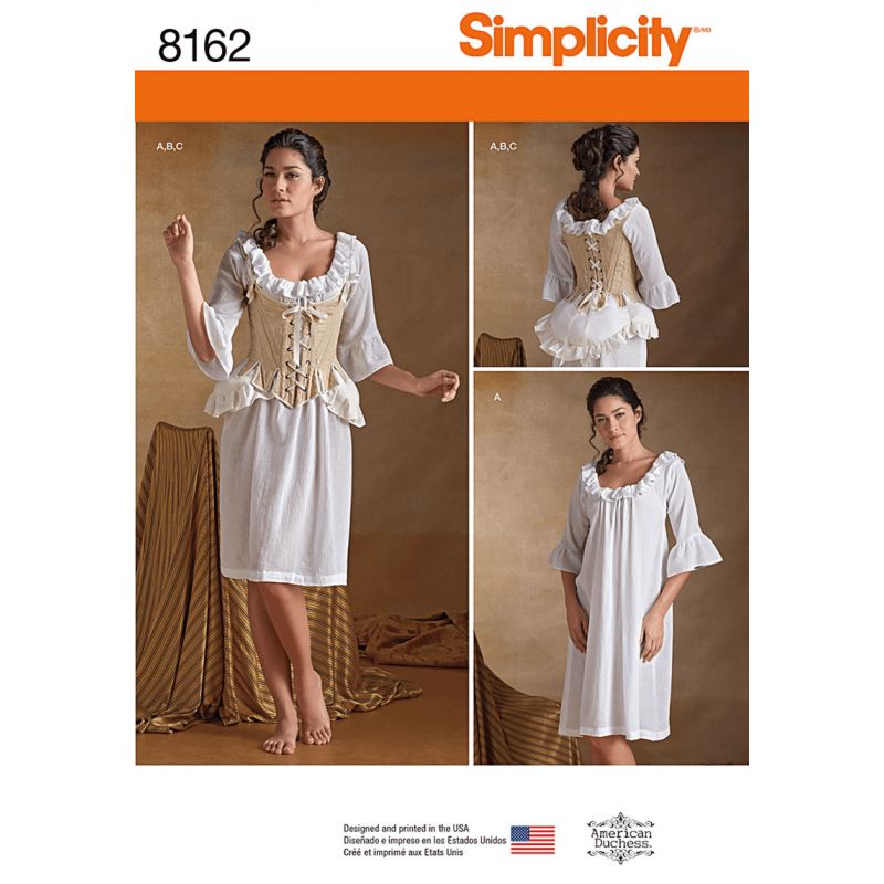 Misses 18th Century Undergarments Costumes Simplicity Sewing Pattern 8162