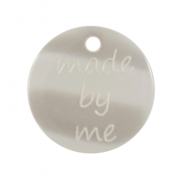 2 x 18mm "Made By Me" Polyester Button Tag 28 lignes Buttons Trimits