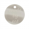 2 x 18mm "Made By Me" White Polyester Button Tag 28 lignes Buttons Trimits