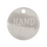 2 x 18mm "Hand Made" White Polyester Button Tag 28 lignes Buttons Trimits