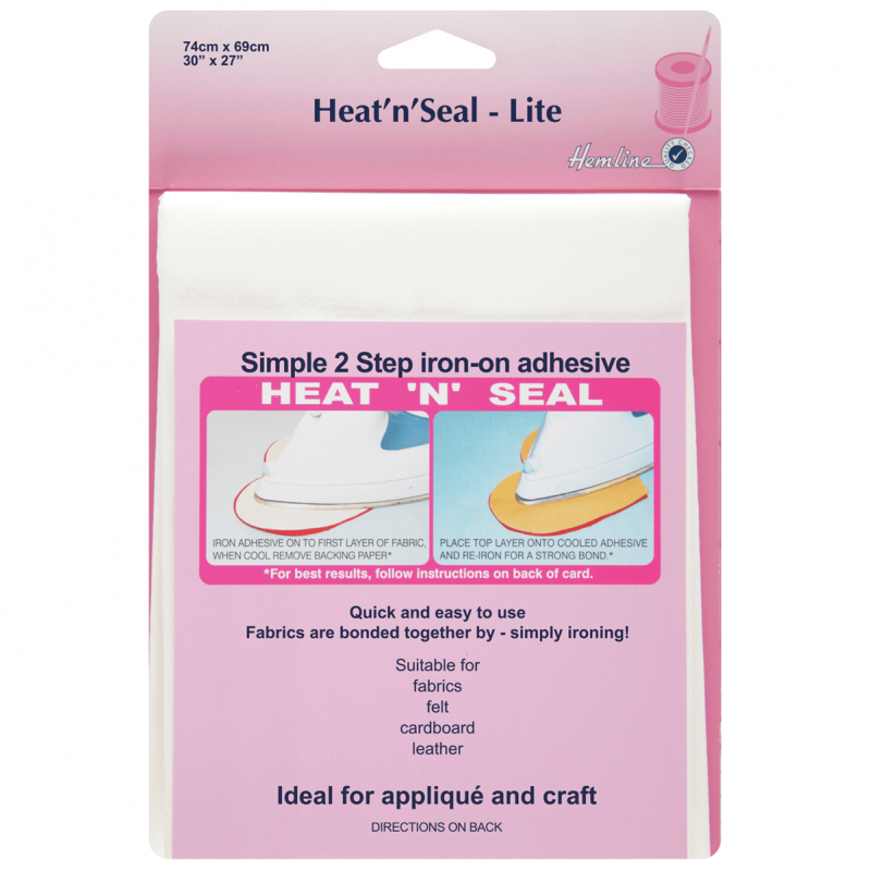 Hemline Heat n Seal Lite: 74cm x 69cm Adhesive Bonds Fabric