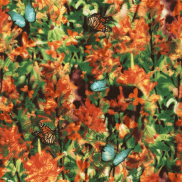 Indian Paintbrush Garden Butterflies Floral 100% Cotton Fabric